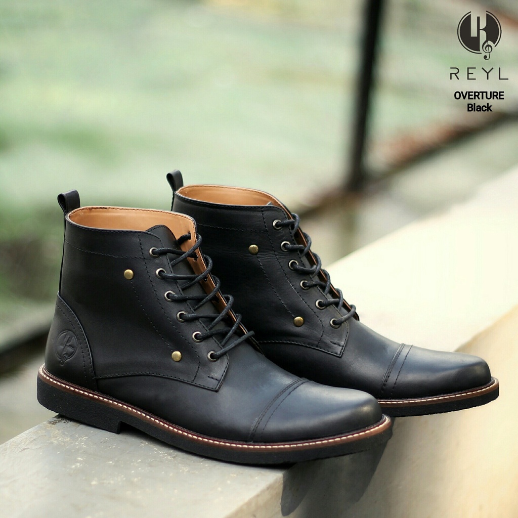 Sepatu Boots Kulit Pria Sepatu Safety Pelindung Besi  Sepatu Cowok Kulit Sepatu Boot Kulit Pria