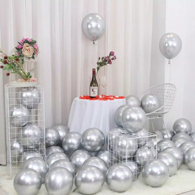 Balon Metalic Chrome 10 buah Dekorasi Bakcdrop Ulang Tahun Aqiqah Tunangan Lamaran