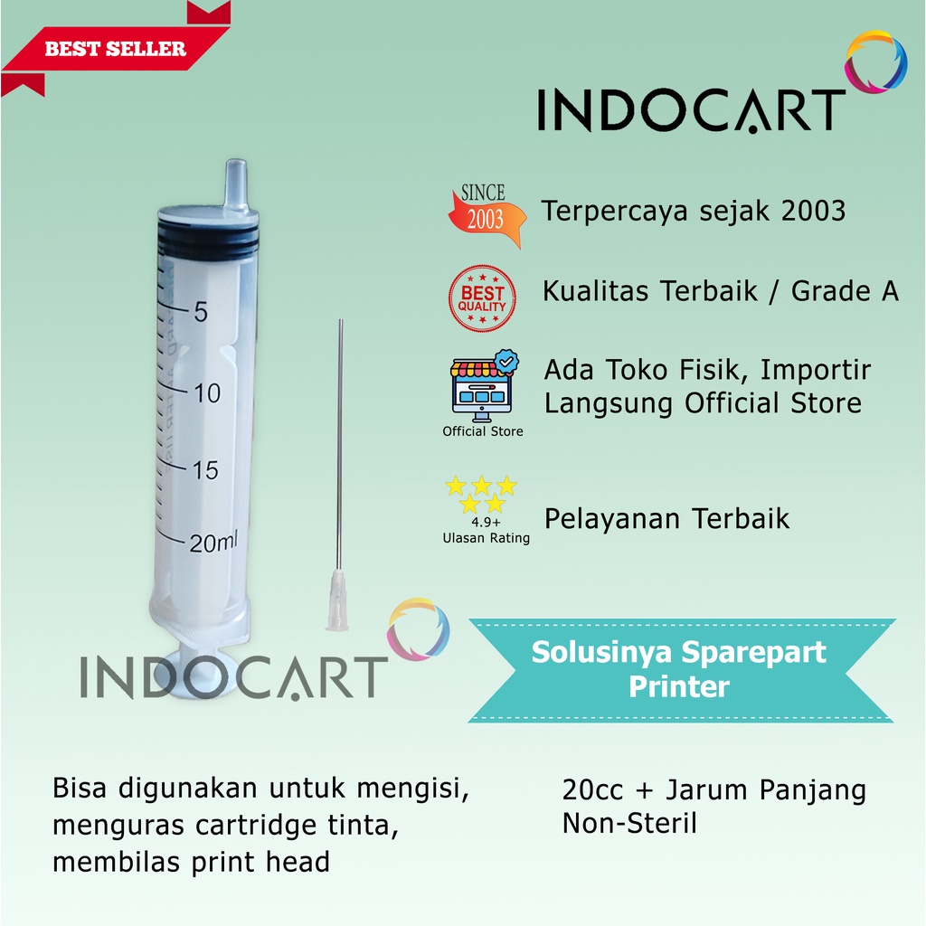 Syringe Spuid Spuit-Jarum Suntik-Suntikan Tinta-20cc Plus Jarum 10cm