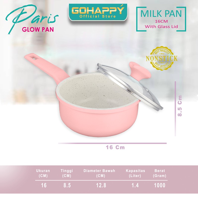 Panci Glowpan milk pan 16cm Paris Glowpan GOHAPPY GHP02 Milk pan - panci susu anak bayi mpasi