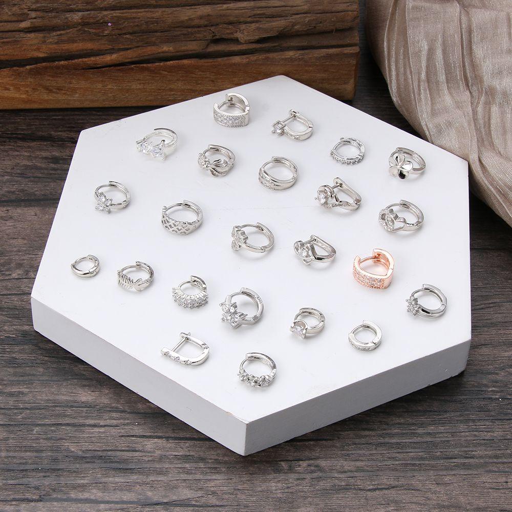 R-flower Earrings Manset Telinga Warna Silver Mewah Baru