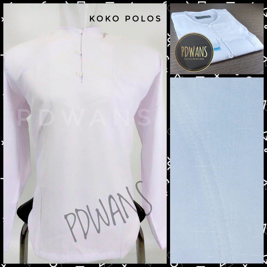 BAJU KOKO POLOS KATUN RAYON Koko Baju Koko Lengan Panjang PUTIH