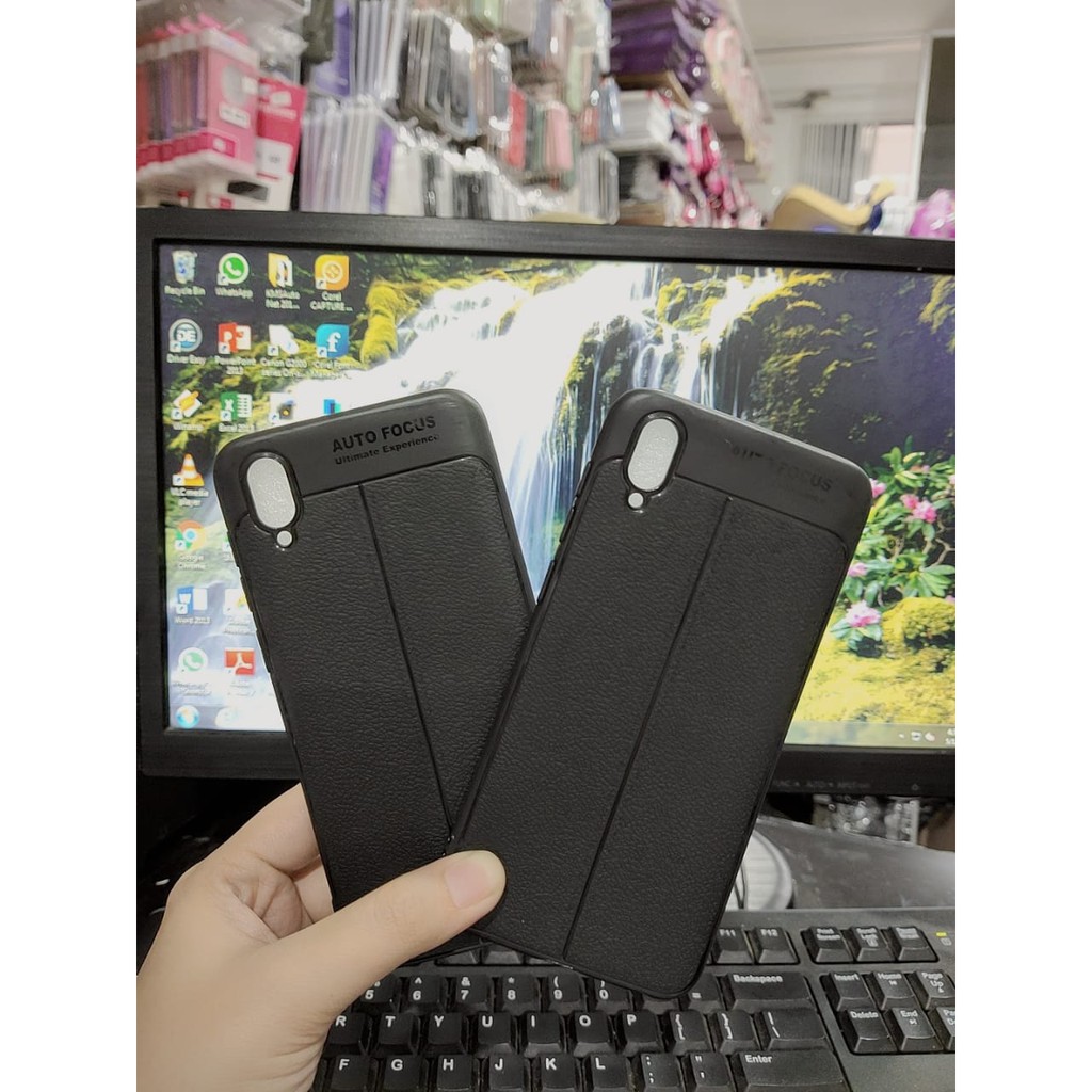 AutoFokus Vivo Y97 6.3 inchi Leather Soft Case AUTOFOCUS Motif Kulit Jeruk