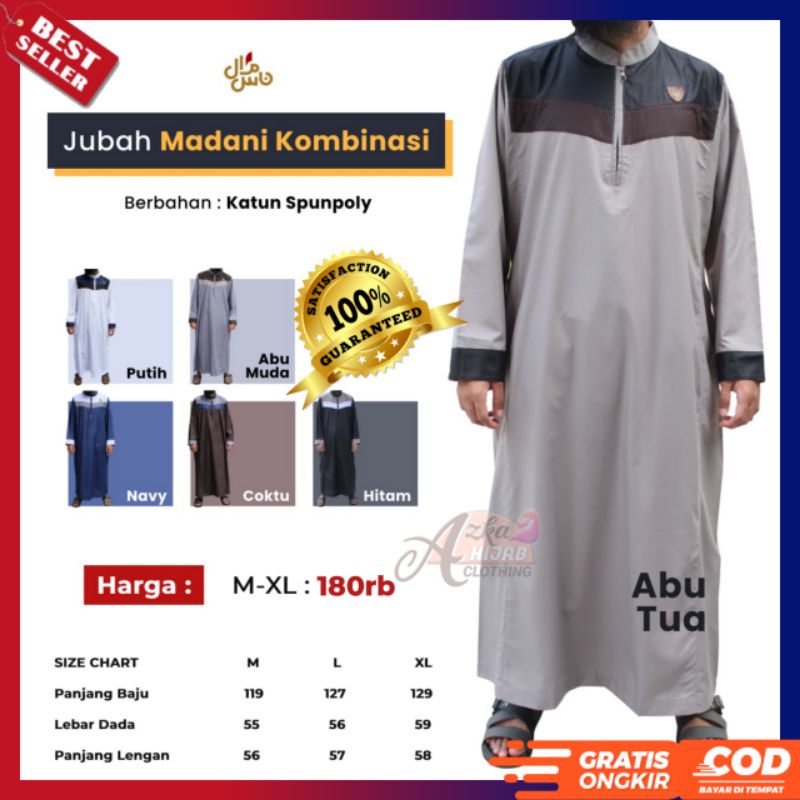 JUBAH MADANI / JUBAH PRIA DEWASA /JUBAH PRIA TEBARU / BAJU MUSLIM PRIA / BAJU GAMIS PRIA