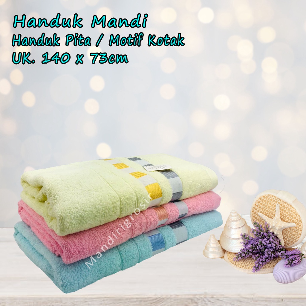 Handuk Mandi * Handuk Motif Pita Kotak  * 140x73cm