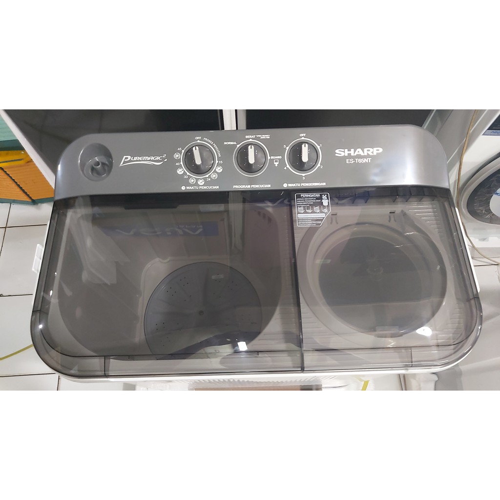 Mesin Cuci Washing Machine Sharp 2 Tabung 6.5 kg Puremagic EST 65NT EST65NT 65 NT