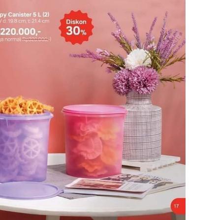 ♙ crispy canister 5 liter ungu/pink Tupperware ☻