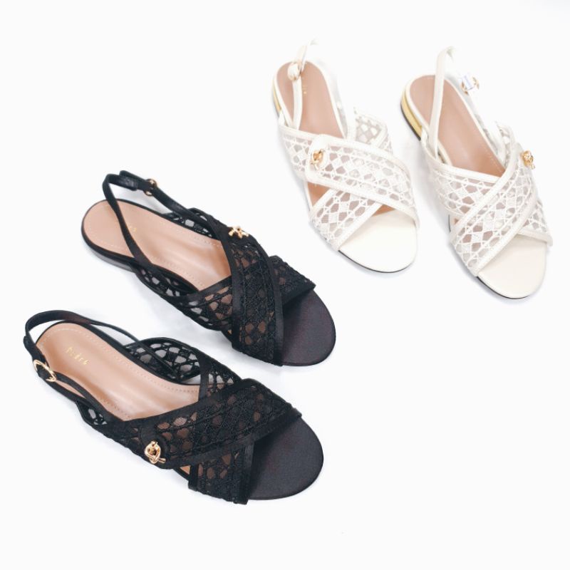 PDR Flat Mesh Slingback Cross Strap Sandal