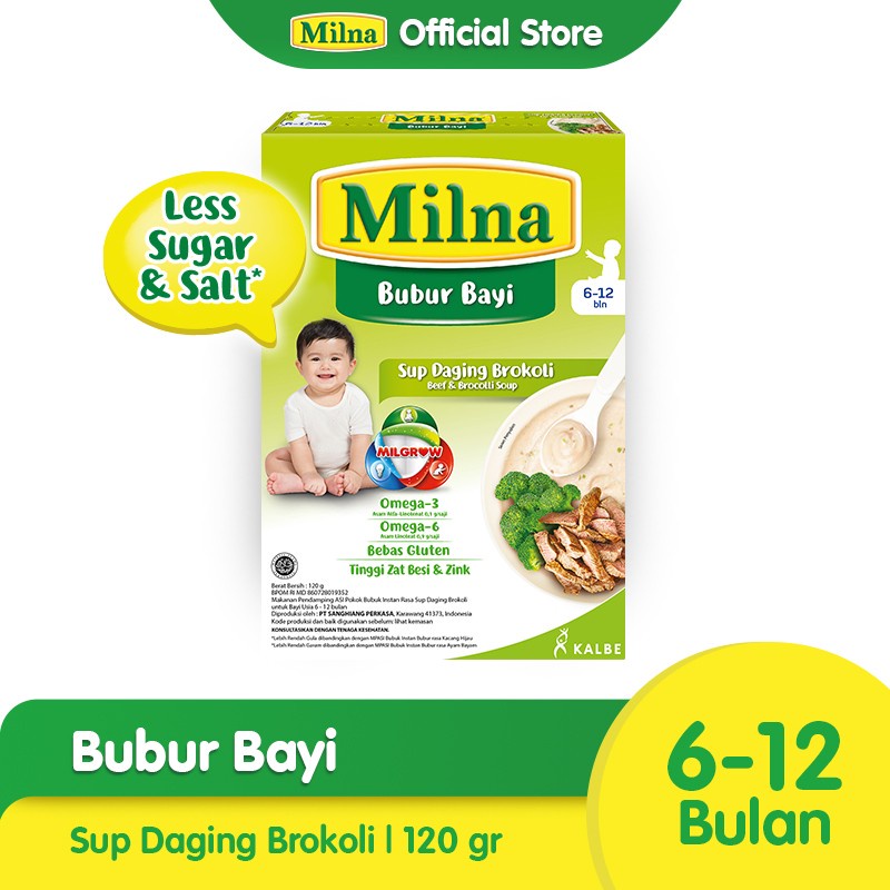 Milna Bubur Bayi 6-12 Bulan 120gr / Milna Bubur Bayi 6+ / MPASI Bayi Sehat