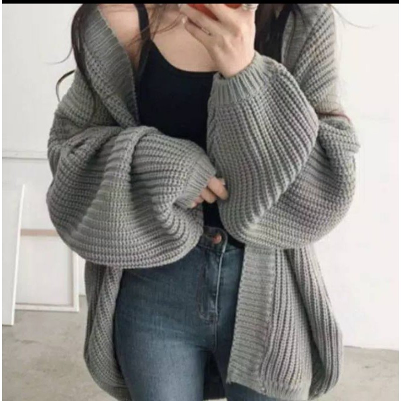 Balon cardy /kardigan rajut / cardy / kardigan lengan balon / cardy rajut lengan balon