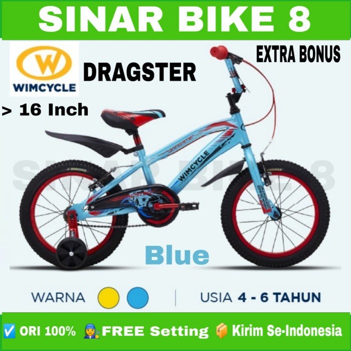 Sepeda Anak Laki BMX WIMCYCLE DRAGSTER Ukuran 16&quot; 18&quot; dan 20 Inch Garansi Resmi