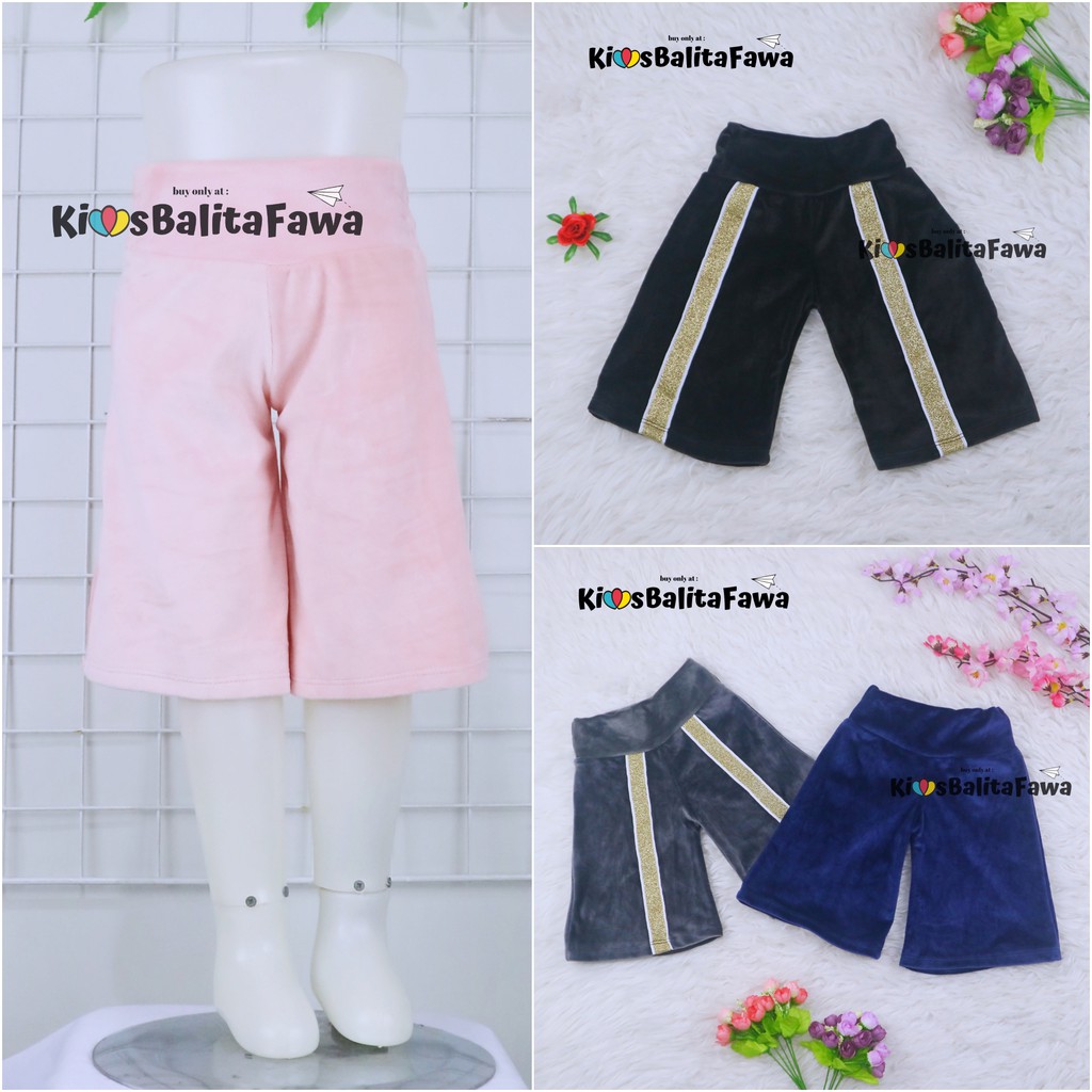 Kulot Cindy uk 1-4 Tahun / Celana Pendek Bludru Satin 3per4 Pants Kulot Anak Perempuan Bawahan Polos Harian