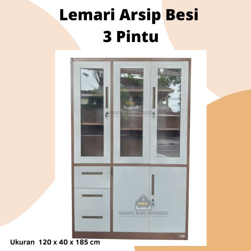 Lemari Arsip Besi 3 Pintu Lemari Besi Kantor Acero AC-333Sw