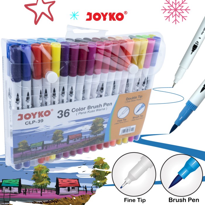 

Pulpen - Color Brush Pen Pena Kuas Warna Joyko Clp-39 36 Warna Color