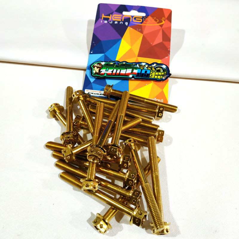 BAUT PROBOLT FLOWER GOLD DRAT 12 PANJANG 7,5CM BAUT M8X75 HENGS