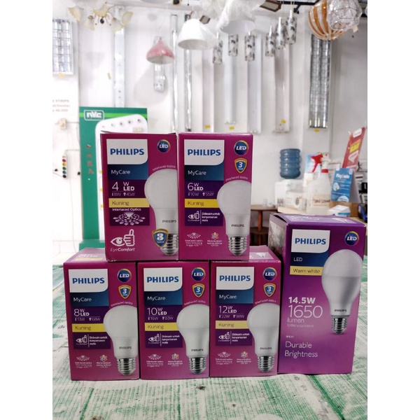 Lampu bohlam Philip LED nyala warm white(kuning) original SNI