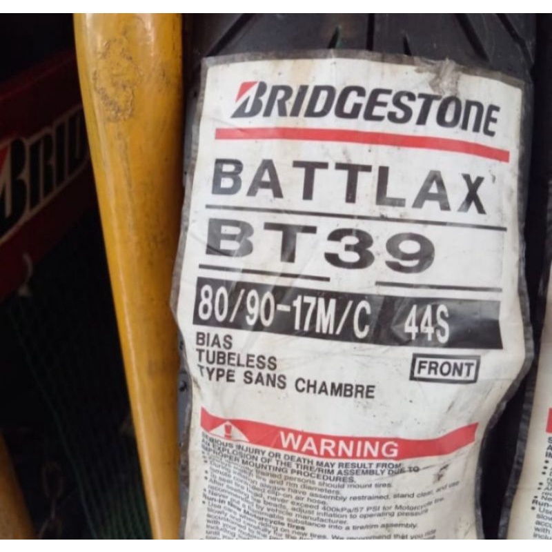 ban luar Bridgestone battlax bt39 ukuran 80/90-17 tubeless