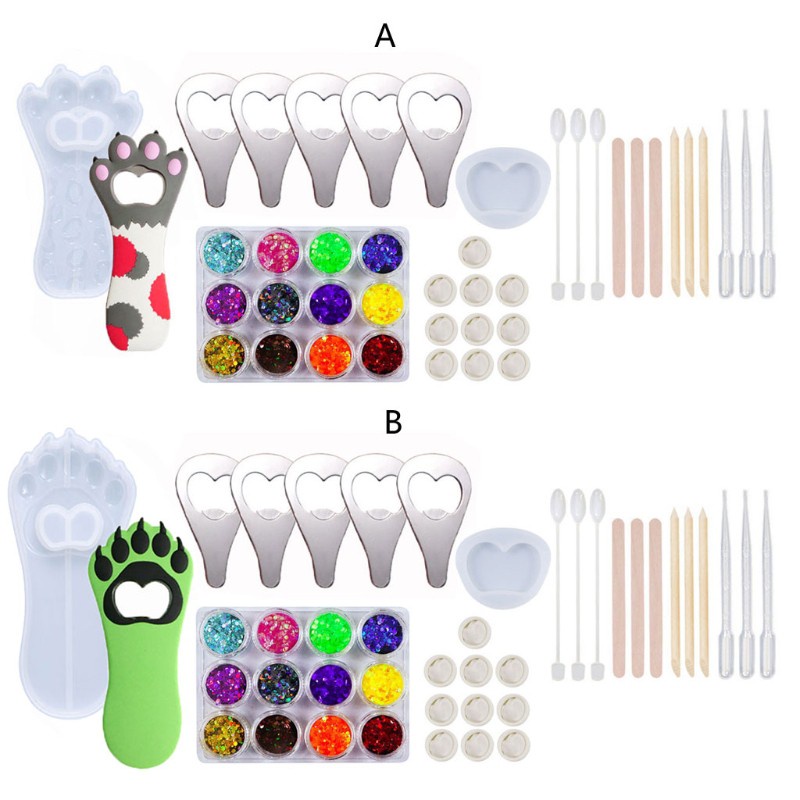 1 Set Cetakan Resin Epoxy Bentuk Telapak Kaki Kucing Bahan Silikon Untuk Membuat Perhiasan Diy