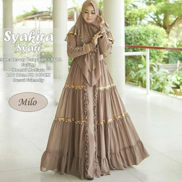 [PROMO IHP66] Baju Gamis wanita Lebaran 2022 Polka Syari Bahan Ceruty motif Polkadot L XL Tali Pingg