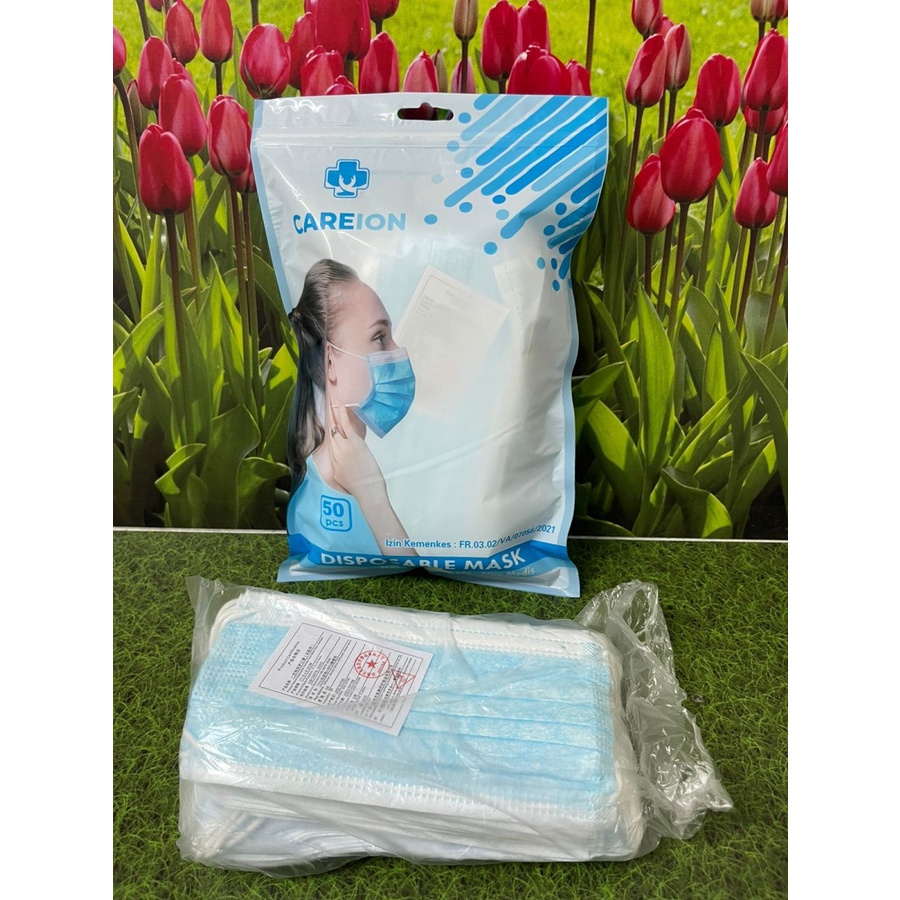 MASKER DISPOSABLE PROTECTIVE 3 PLY EARLOOP PER BOX ISI 50 PCS PREMIUM DAN MURAH