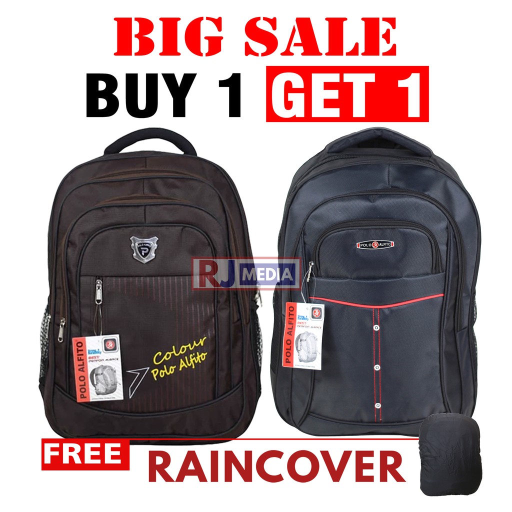 BUY 1 GET 1 FREE Tas Gendong Polo Alfito Ransel Punggung Laki-Laki SMP SMA BagPack Cowo Kuliah Kerja