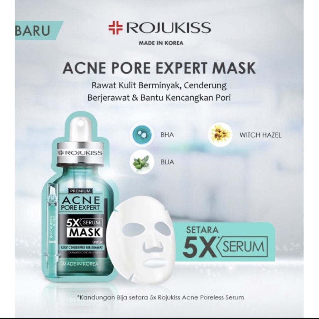 ROJUKISS Premium 5X Serum Mask 25ml | Rojukis Sheet Masker Gluta pore expert , Perfect Pore Expert, HYA pore Expert, Bright Pore Expert, Acne Pore Expert Mask