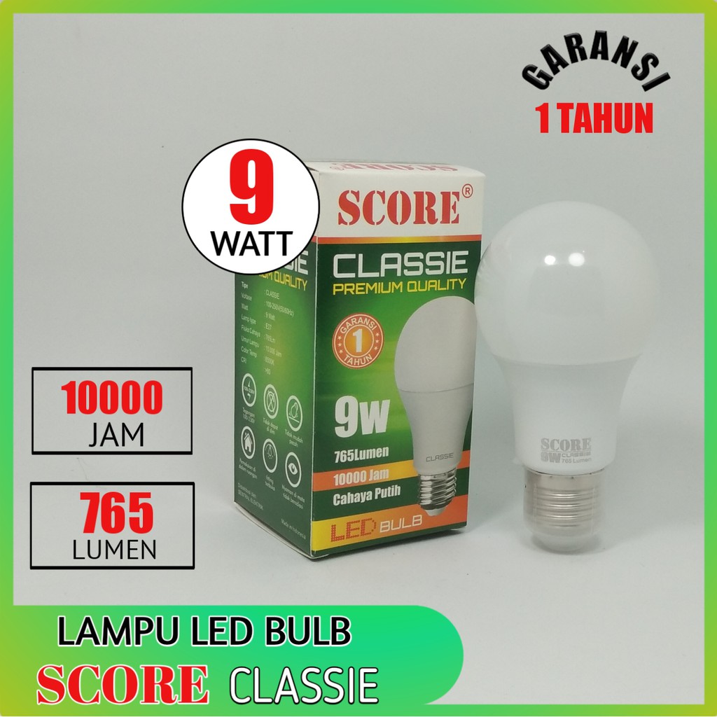 Score Classie Lampu LED Bulb 9 Watt - Cahaya Putih