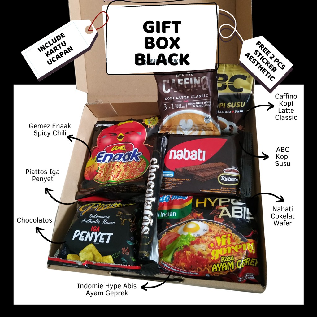 

LEBARAN Idul Fitri Gift Box Snack Box Hitam / Ulang Tahun, Wisuda, Anniv Hampers