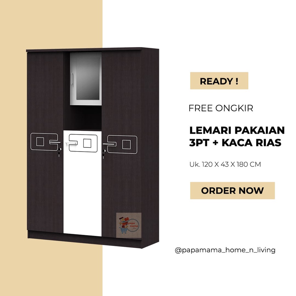 Lemari Pakaian 2 Pintu - Lemari pakaian 3 Pintu Marvella - Medan