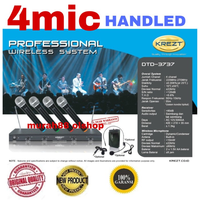 Mic wireless 4 mic Krezt DTD 3737 HANDLED ORIGINAL