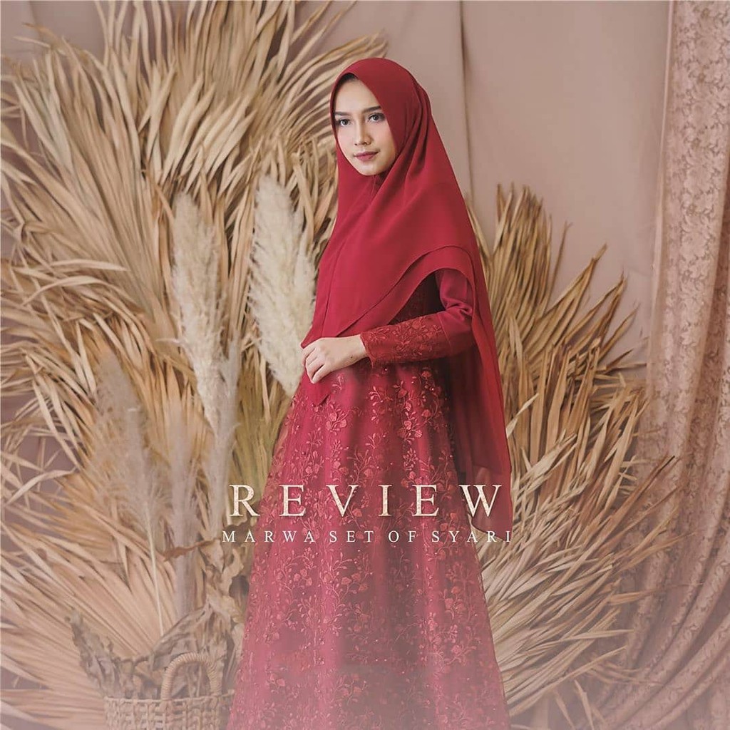 Gamis Syari Marwa Set + Khimar Ceruti 2 Layer (Busui)