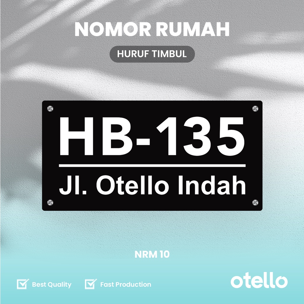 Nomor Rumah Acrylic Minimalist Papan Alamat Aklirik Custom Modern Otello NRM 10