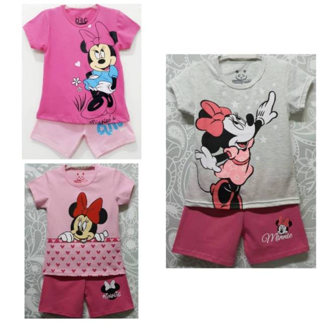 Setelan baju kaos anak perempuan/anak cewek size 1-10 thn