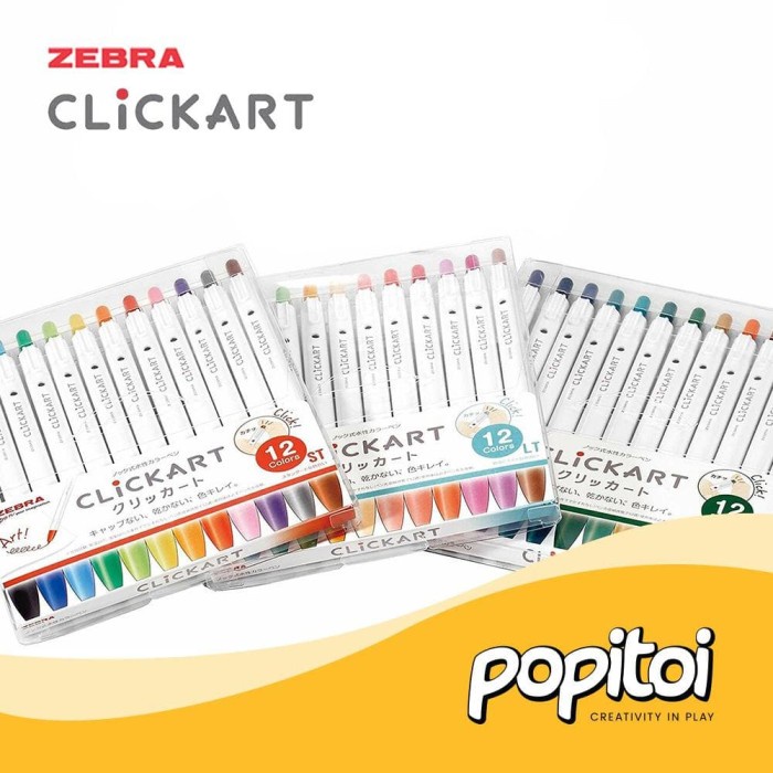 

TERBARU Zebra ClickArt Marker 0.6mm Fine Liner 1 Set 12 Warna Warni Spidol - Standart Set