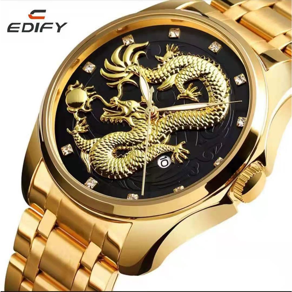 Jam Tangan Pria Analog ORIGINAL EDIFY 8268 Naga Anti Air