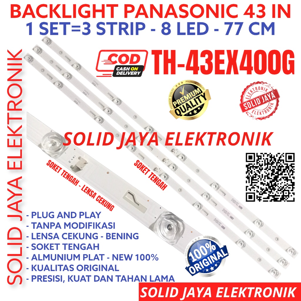 BACKLIGHT TV LED PANASONIC 43 INC TH-43EX400G TH43EX400G 43EX400 43EX400G LAMPU BL 8K 3V TH-43EX400 TH43EX400 43EX 8 KANCING 8LED 43INCH 43IN 43INC PANASONIK INCH IN LAMPU 43EX 43EX400 G