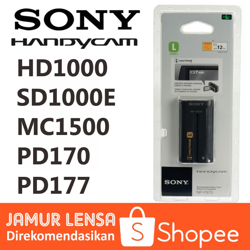 Baterai Sony HD1000 SD1000E MC1500 MC2500 PD170 PD177 NX3 NX5 Z5 Batre Tipe Besar Handycam NP-F970