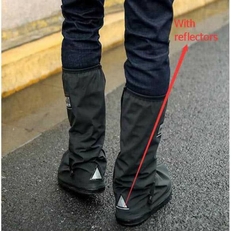 Rhodey Jas Hujan Rain Cover Mantel Mantol Sarung Pelindung Sepatu saat Hujan Anti Air dengan Reflektor Cahaya