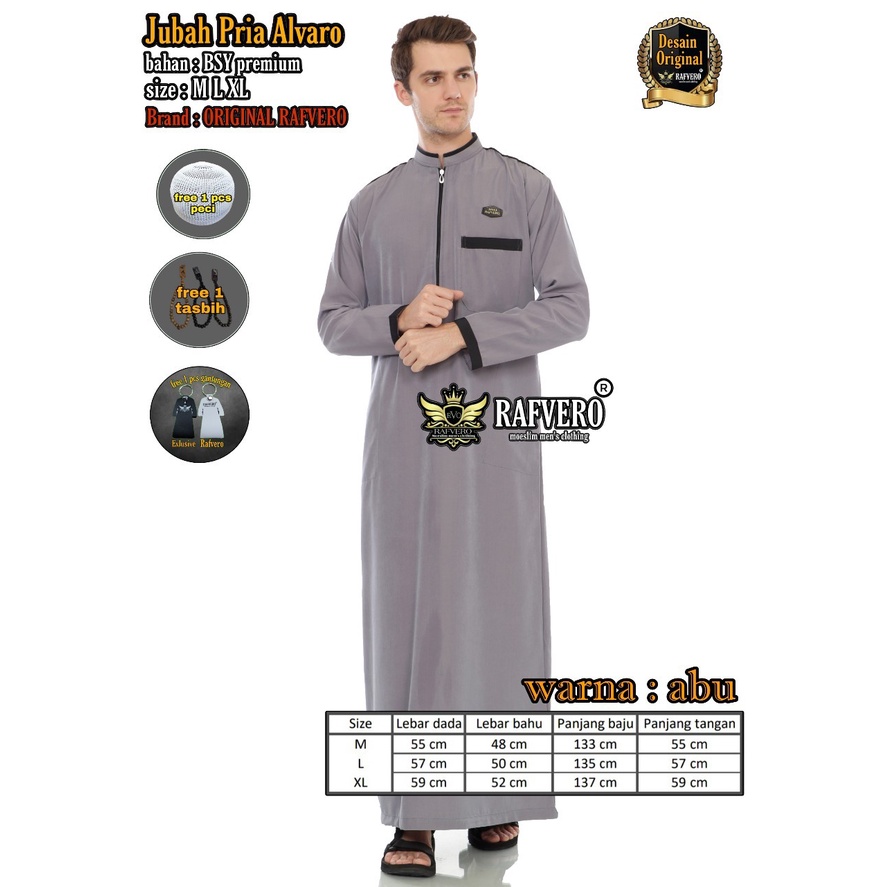 JUBAH ALVARO /UK ( M- L - XL ) JUBAH PRIA MODERN / JUBAH PRIA FASHIONABLE / GAMIS PRIA DEWASA / JUBA