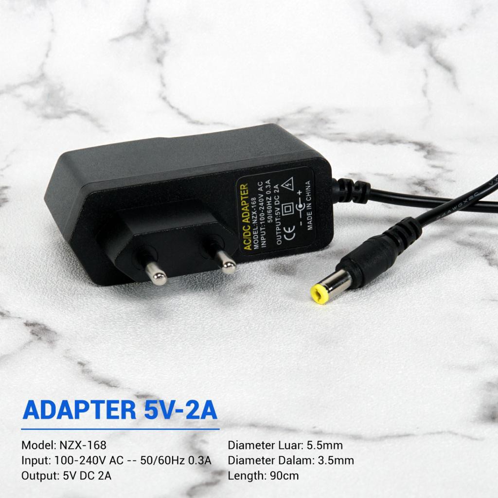 Adapter charger 5v 2a 5.5x2.5mm ac dc universal for cctv router modem tv box nzx-168 - adaptor power supply
