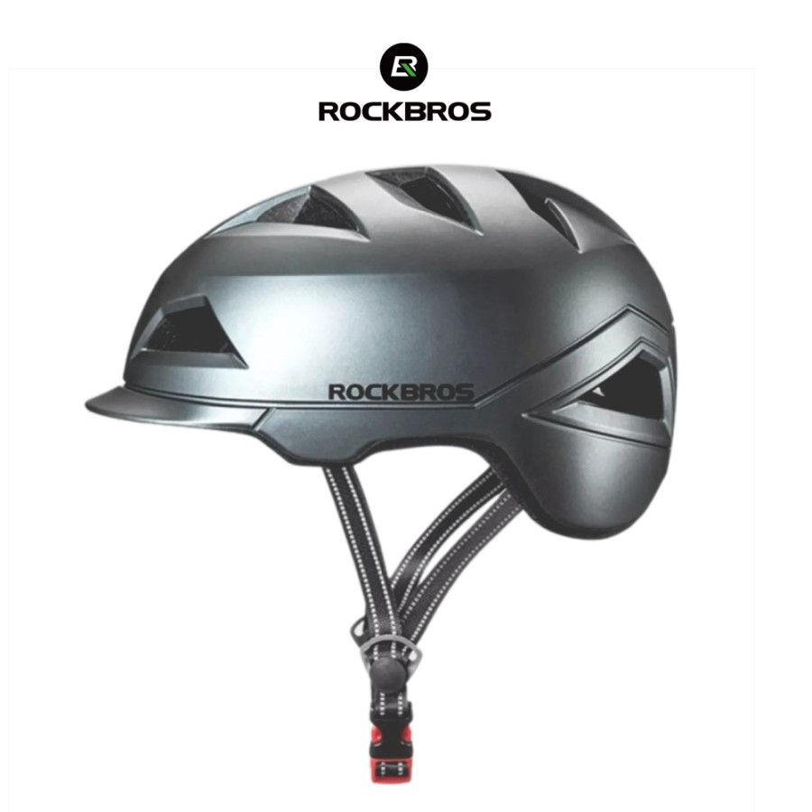 ROCKBROS TS-56 Cycling Ebike Helmet - Helm Sepeda Lipat - TITANIUM