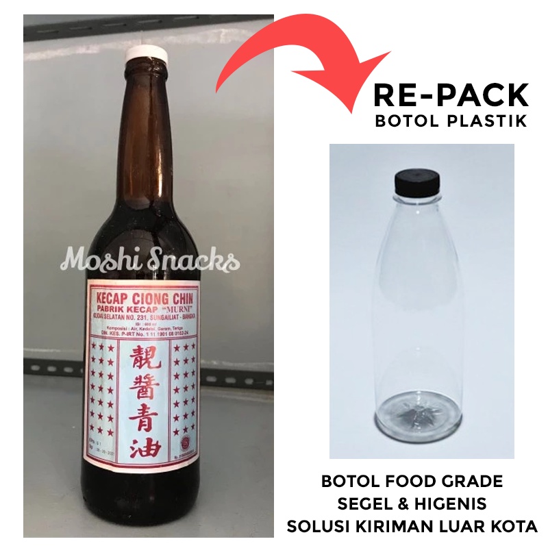 

Kecap Asin Murni Ciong Chin 600ml Asli Bangka (Re-pack Botol Plastik) / Kecap Chiong Cin Cap Siong