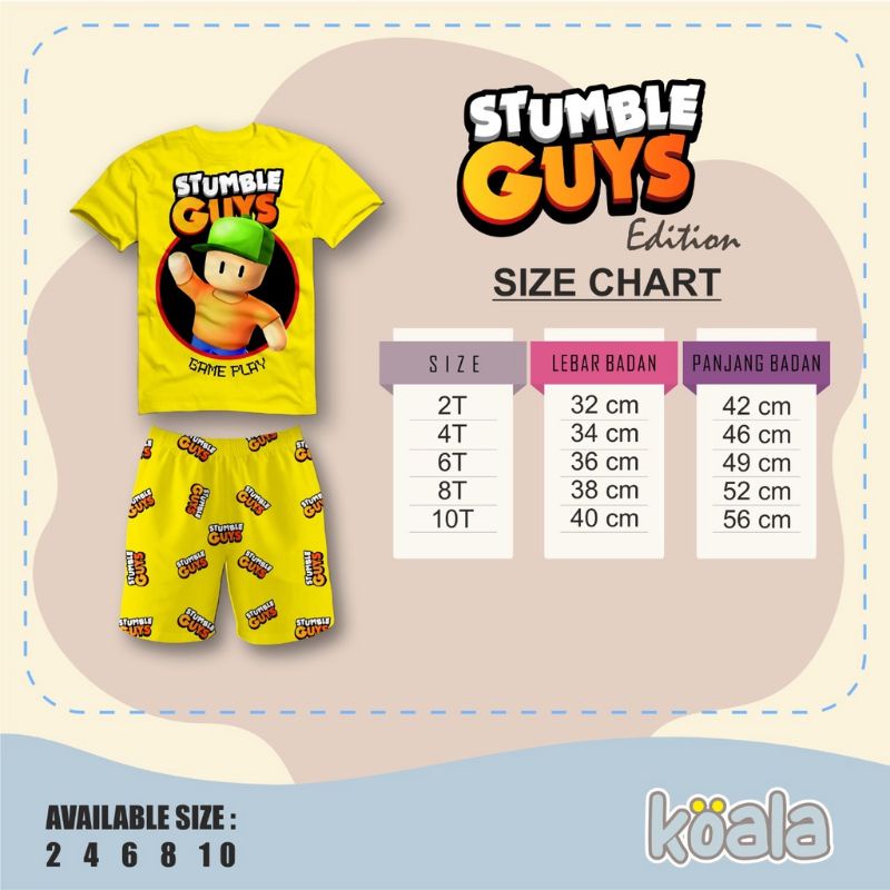 SETELAN ANAK STUMBLE GUYS EDITION 2-10T KAOS STUMBLE GUYS KOALA BY HOOLAhoop