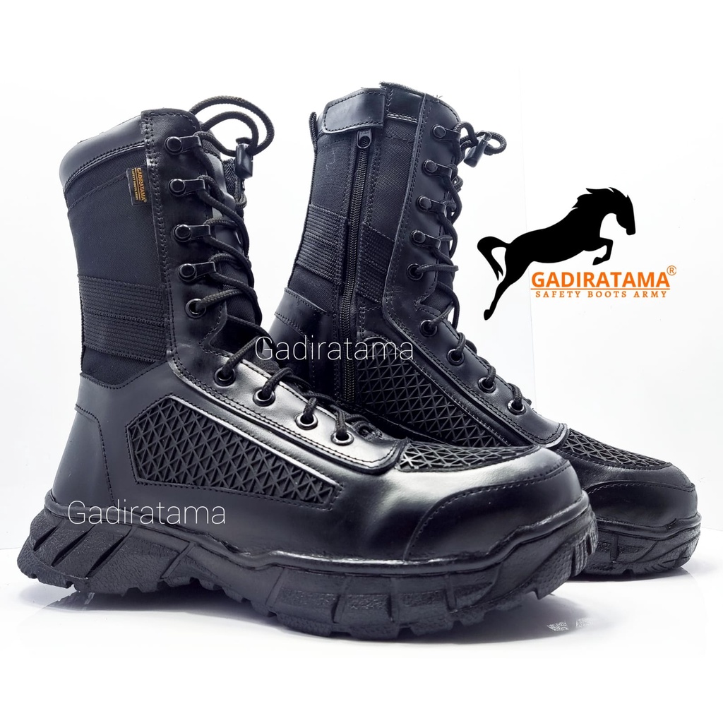 SEPATU PDL TNI JARING TAWON KULIT SAPI TINGGI 10 inchi KOMBINASI CORDURA WATERPROOF GADIRATAMA!