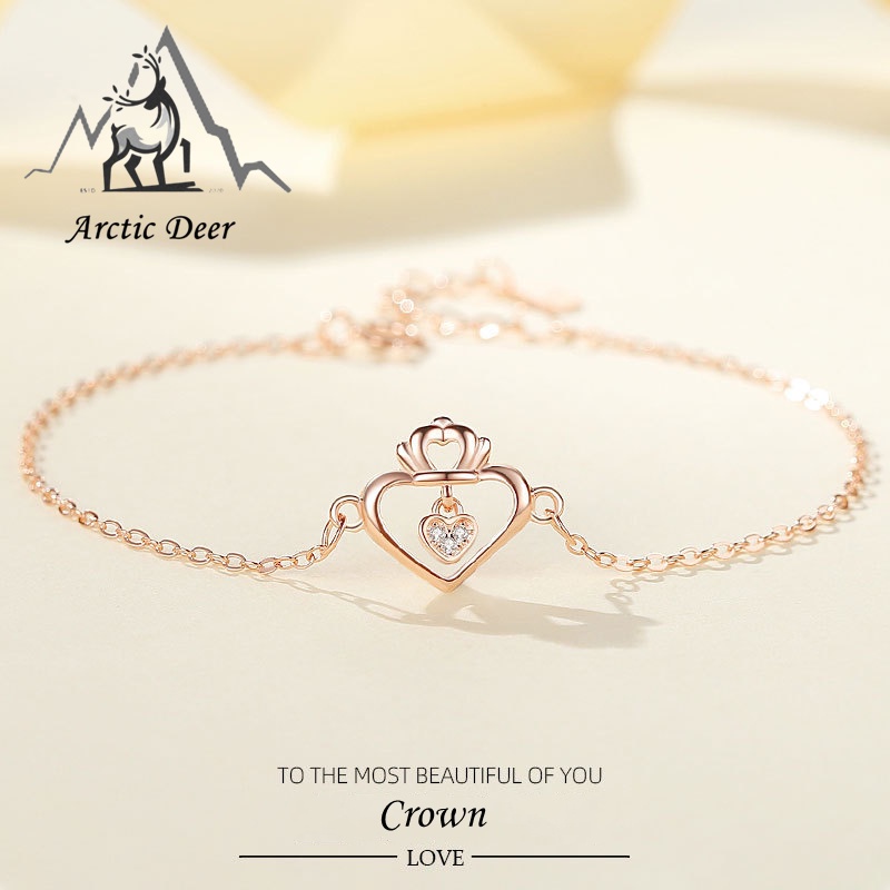 Love Crown-Gelang  perak asli Fashion and luxury Bracelet s925 Original Arctic Deer