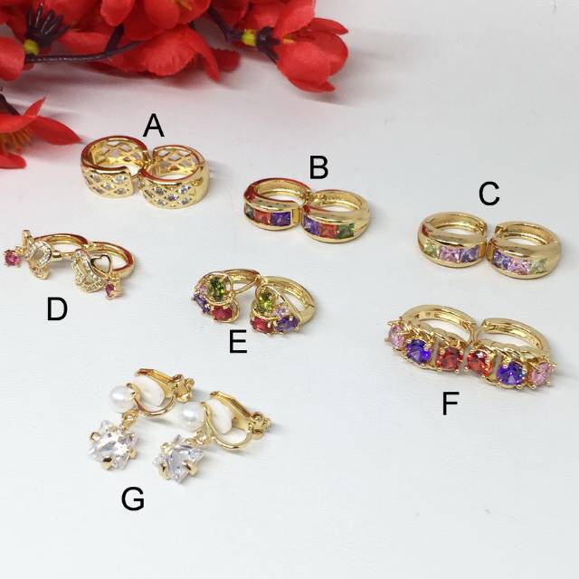 Anting Xuping Premium Rhodium Asli Cantik Batu Permata Warna Ungu Biru Pesta - BE314