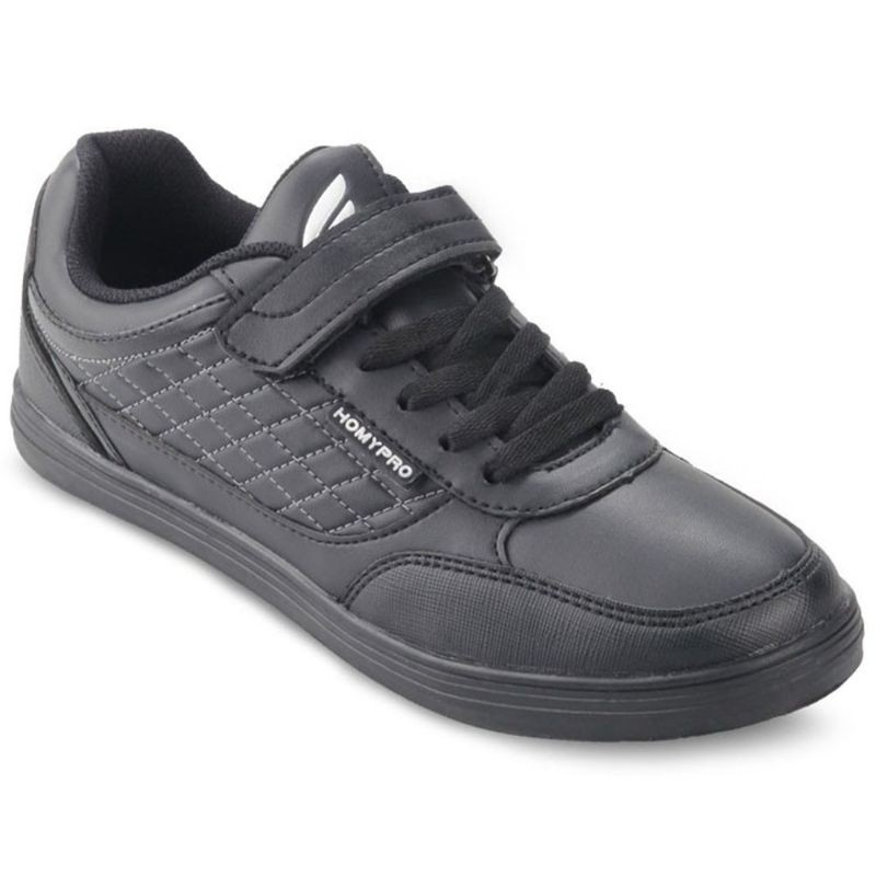 New sepatu sekolah anak perempuan wanita sneakers casual hitam tali prepet velcro Homyped