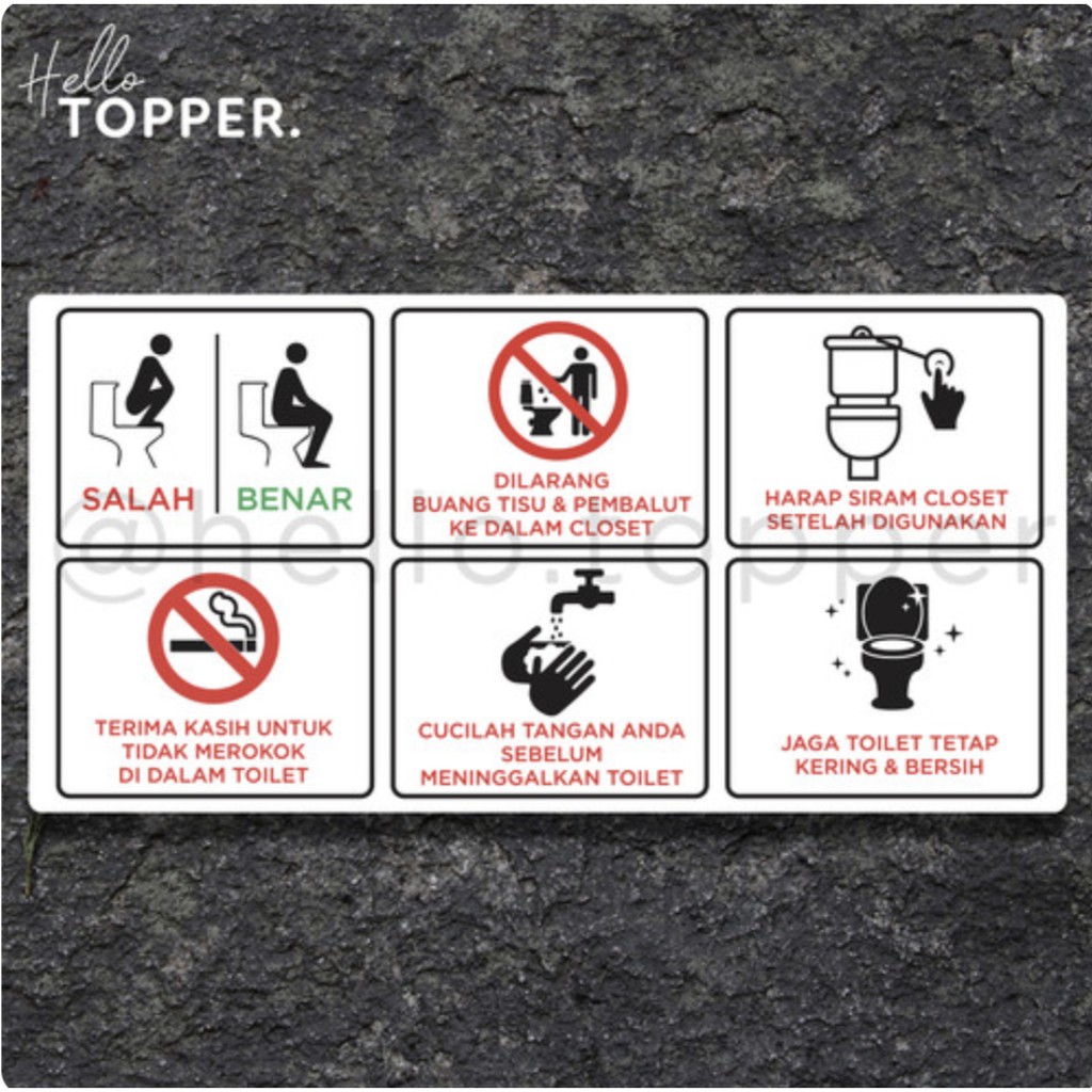 Sign Peraturan WC Aturan Toilet Acrylic Putih Sign Board Akrilik