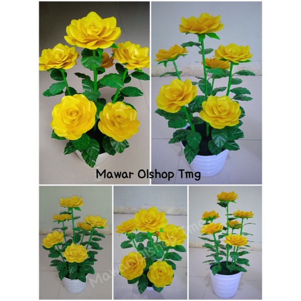Bunga mawar kuning / bunga hias yellow cantik dan murah / bunga handmade / mawar handmade / mawar pl