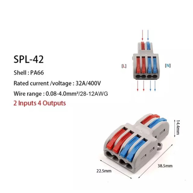 Konektor Terminal Kabel Block Tuas Sambungan Cepat (S4-2) Isi 22 Pcs